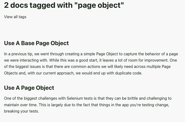 tips tagged with page object
